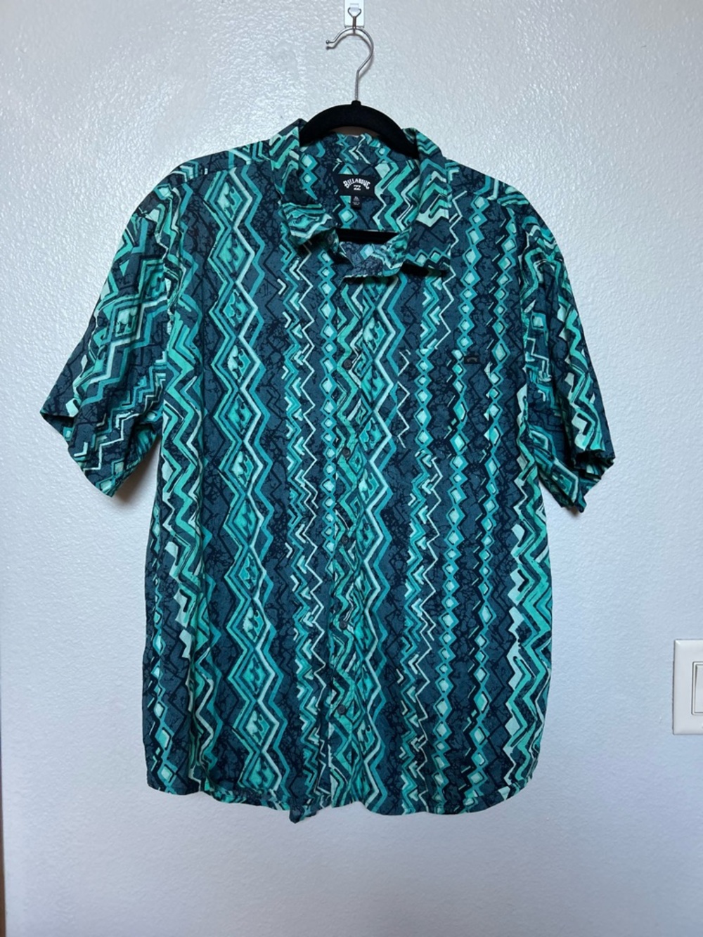 Billabong Sundays Vacay Green Button Up Size XL